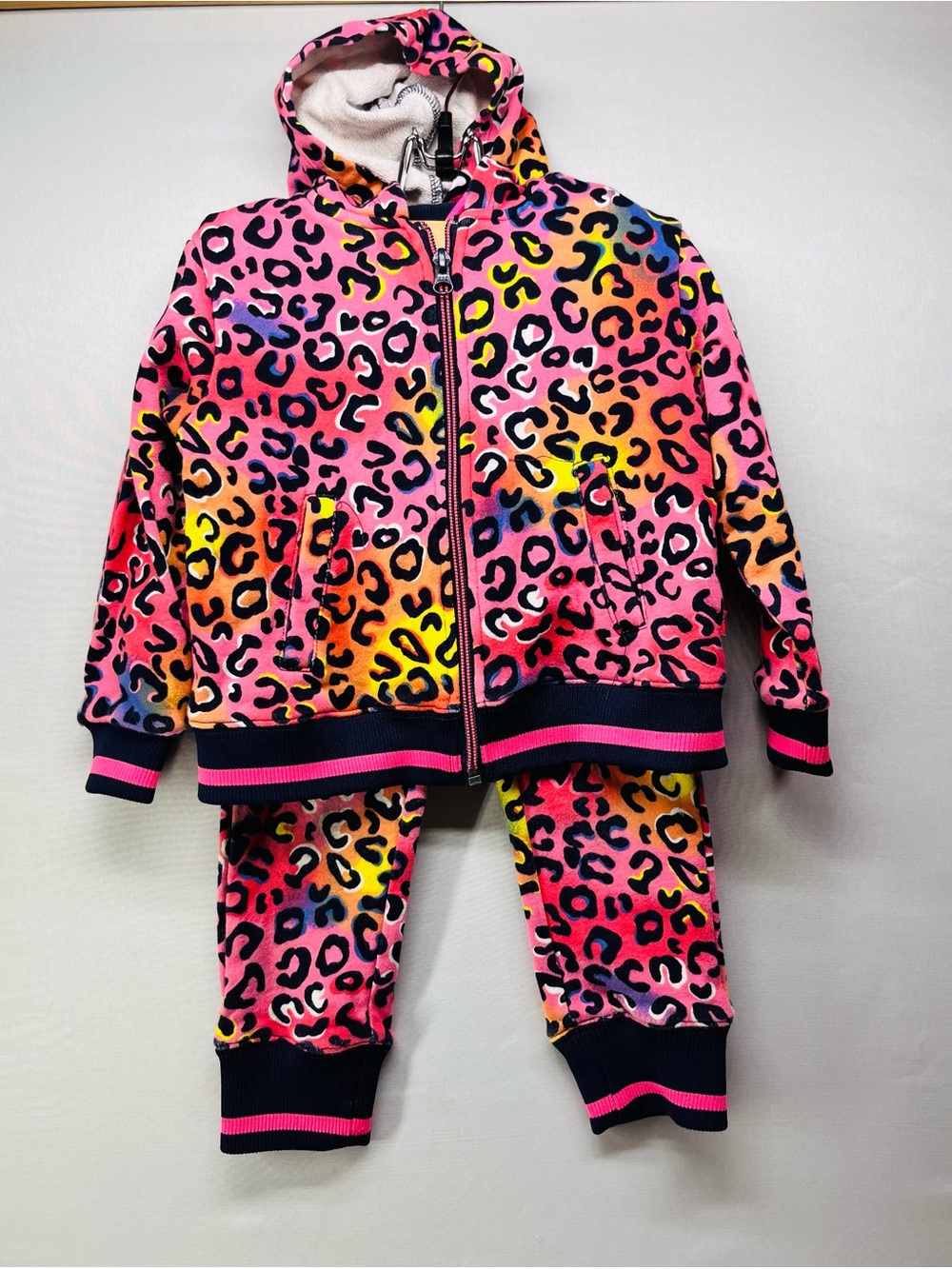 Billieblush Navy & Neon Leopard Jogger Set